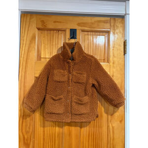 Crewcuts Toddler Sherpa Teddy Jacket Brown Faux Shearling Coat Size XXS 2-3Y